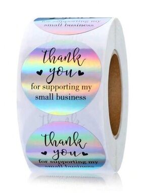 500 Holographic Thank You Stickers for Small Business